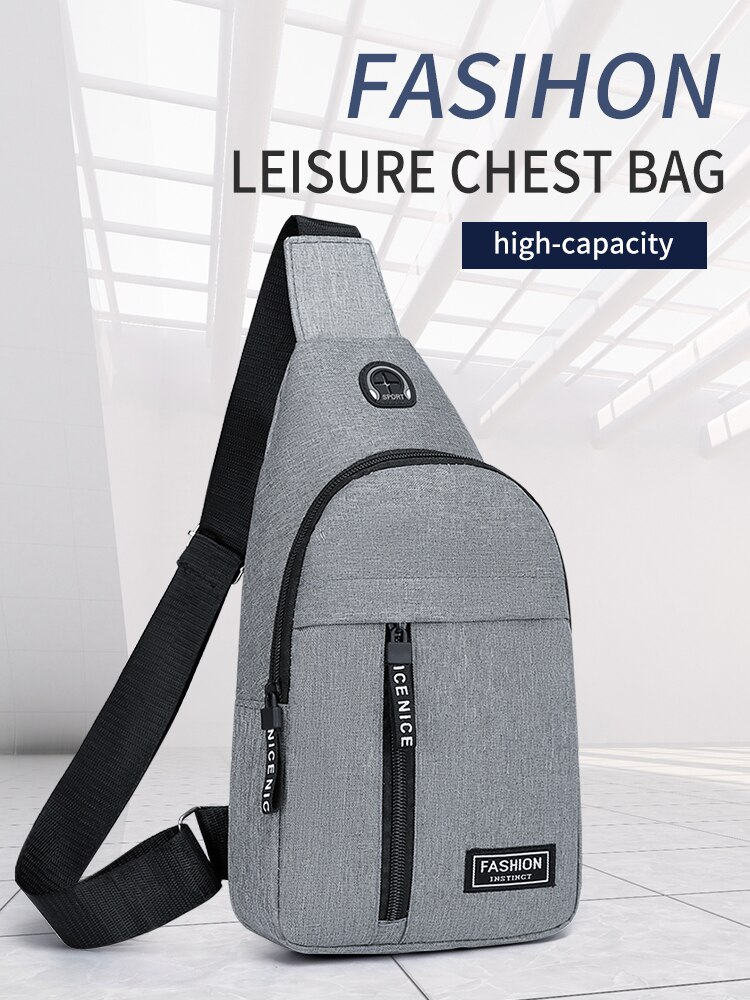 Chest Bag Fashion New Solid Color Men Chest Bag Outdoor Casual Fashion One Shoulder Crossbody Bag